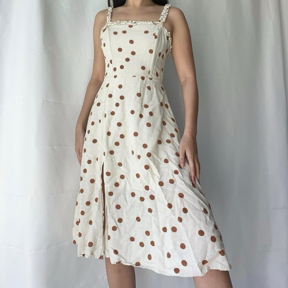 Hello Molly cream polka dot midi dress